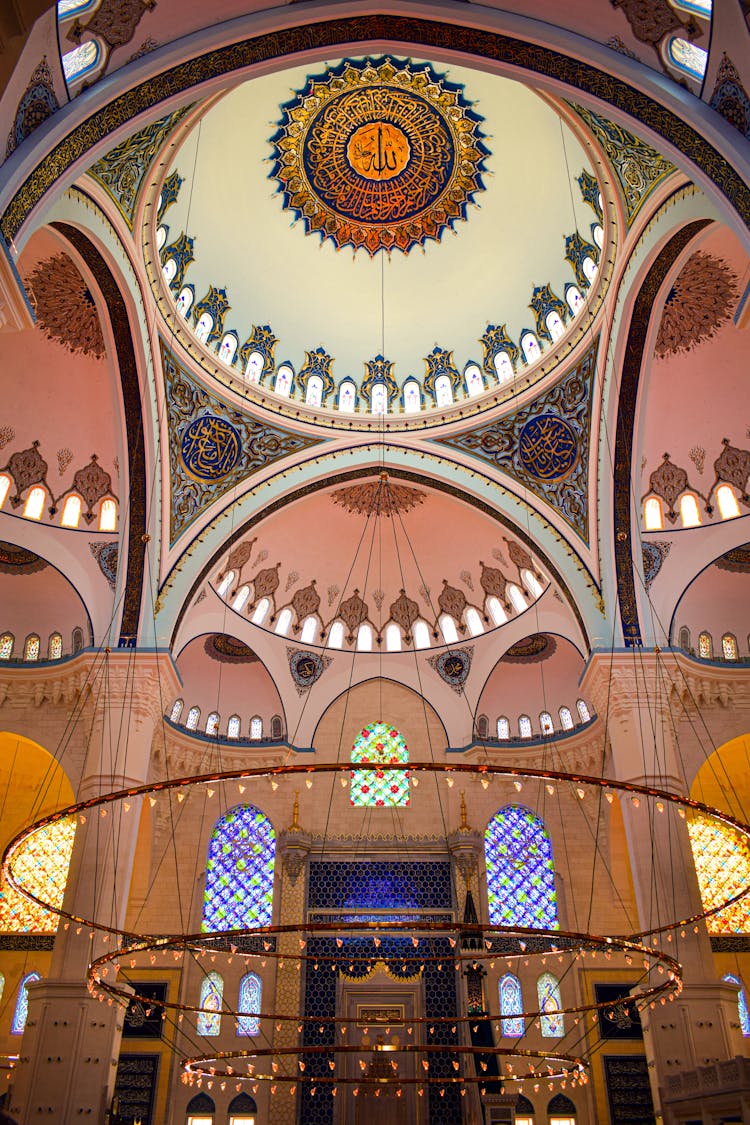 Intricate Designs On Camlica Mosque Ceiling