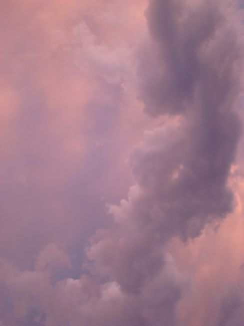 Beautiful sky with pink and purple clouds captured during the golden hour.