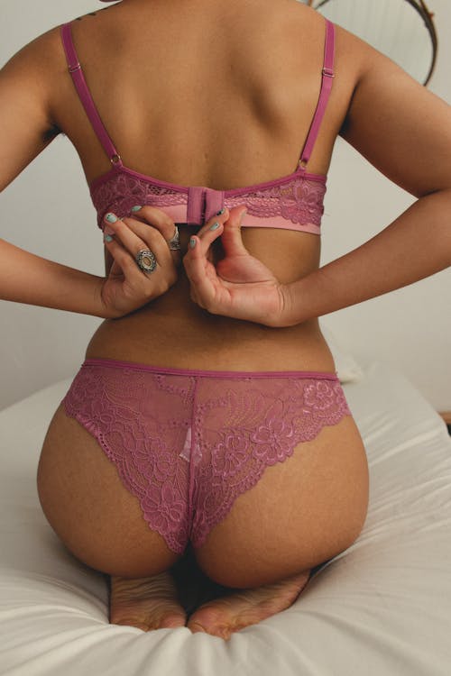 Free Woman in Purple Lace Underwear Stock Photo