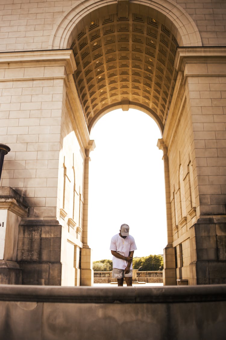 Man Standing Under The Millennium Gate, Atlanta, Georgia