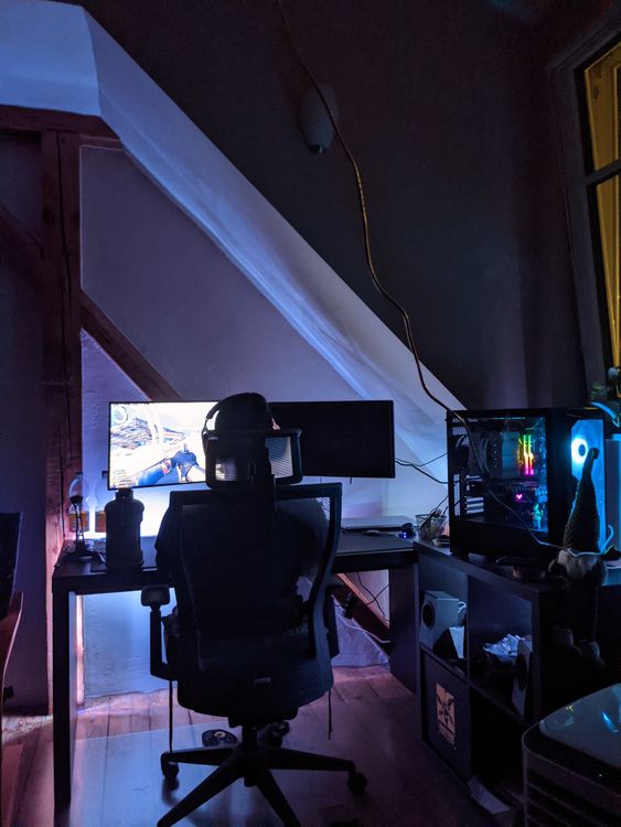 Person At Computer Back