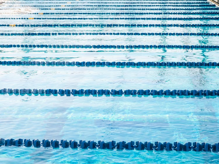 Olympic Swimming Pool With Blue Lane Lines