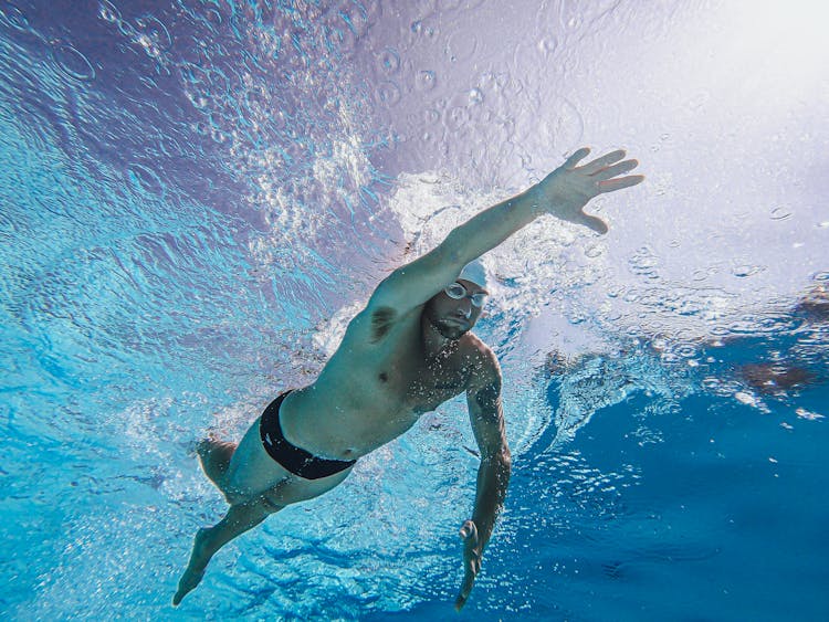 A Man Swimming Underwater