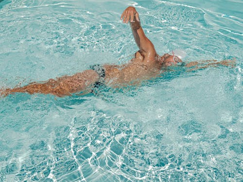 A Person Swimming in the Pool