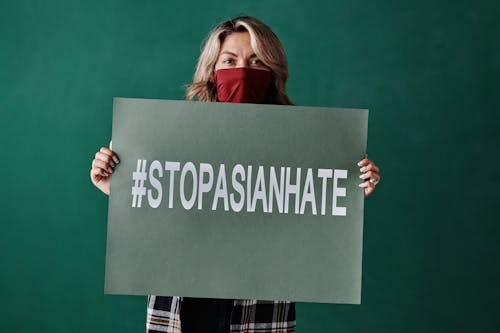 A Woman Holding a Banner