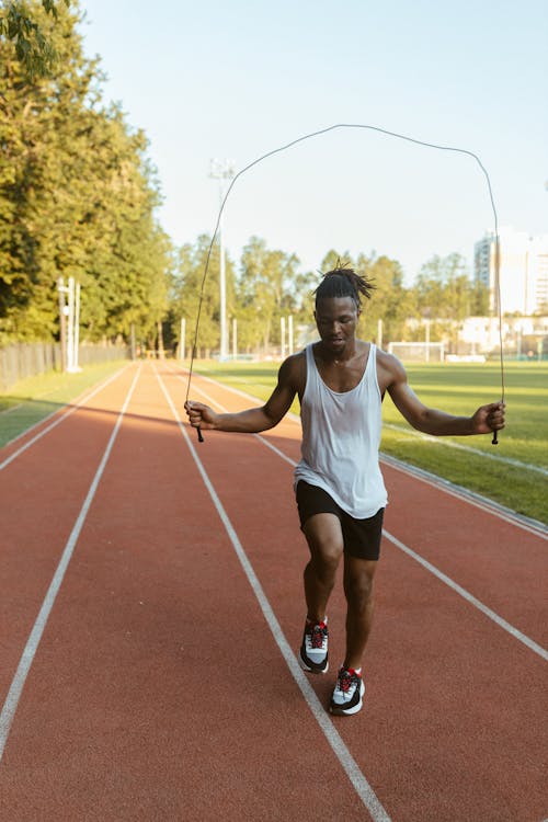 Man Exercising with a Jump Rope 