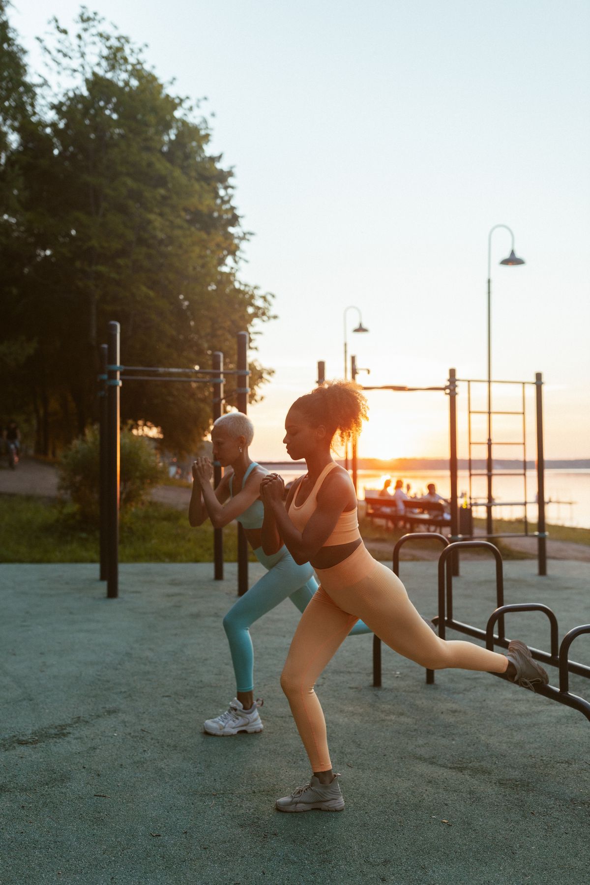 Woman in workout clothes stretching before exercise