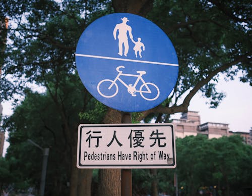 Free Traffic Signs Near Green Trees Stock Photo