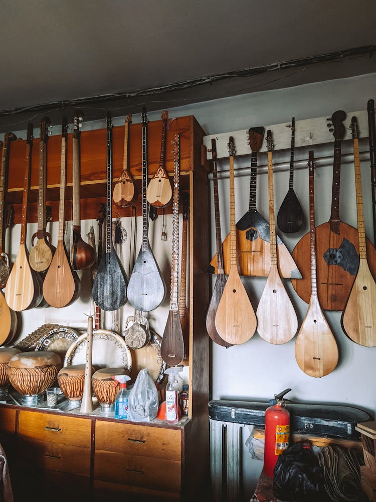 Guitars Hanging On Wall