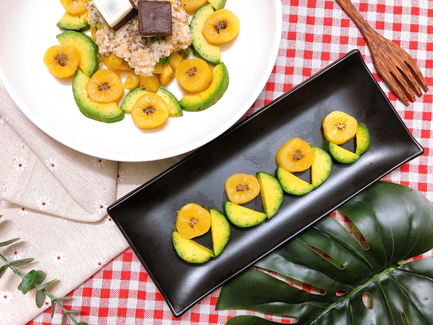 Avocado and chocolate ingredients prepared for a creamy chocolate dessert