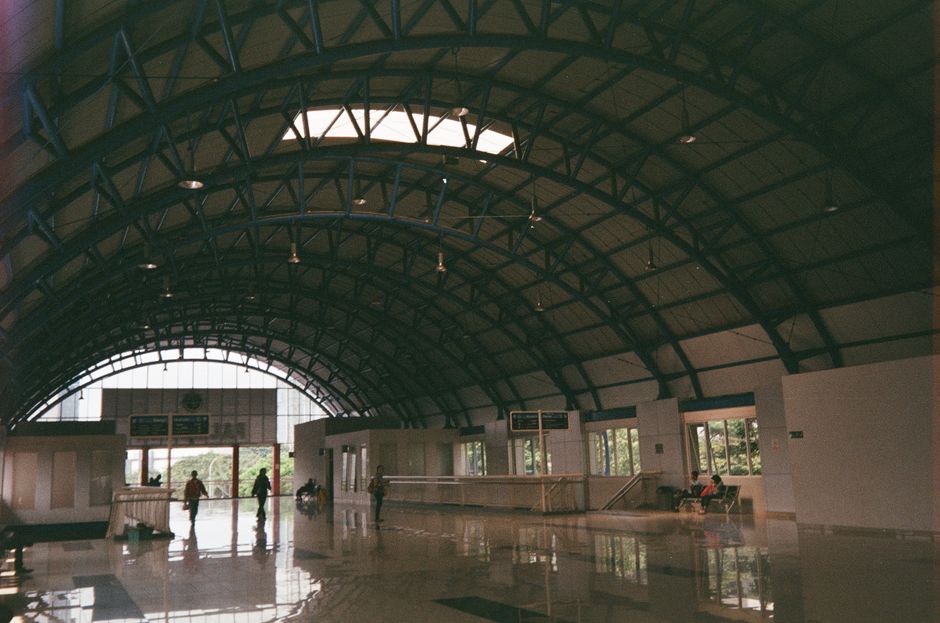 Interior of the modern Soekarno-Hatta Airport Railink train in Jakarta, Indonesia