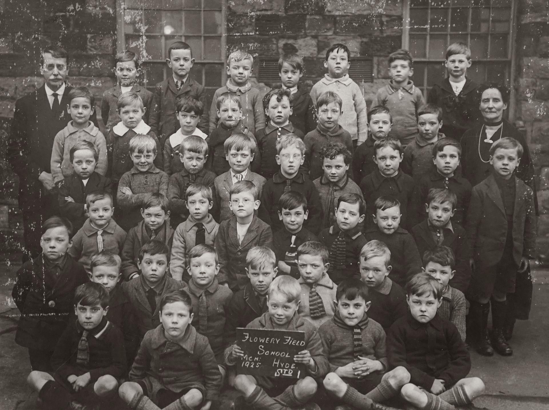 Old Class Picture Of Boys In Grayscale