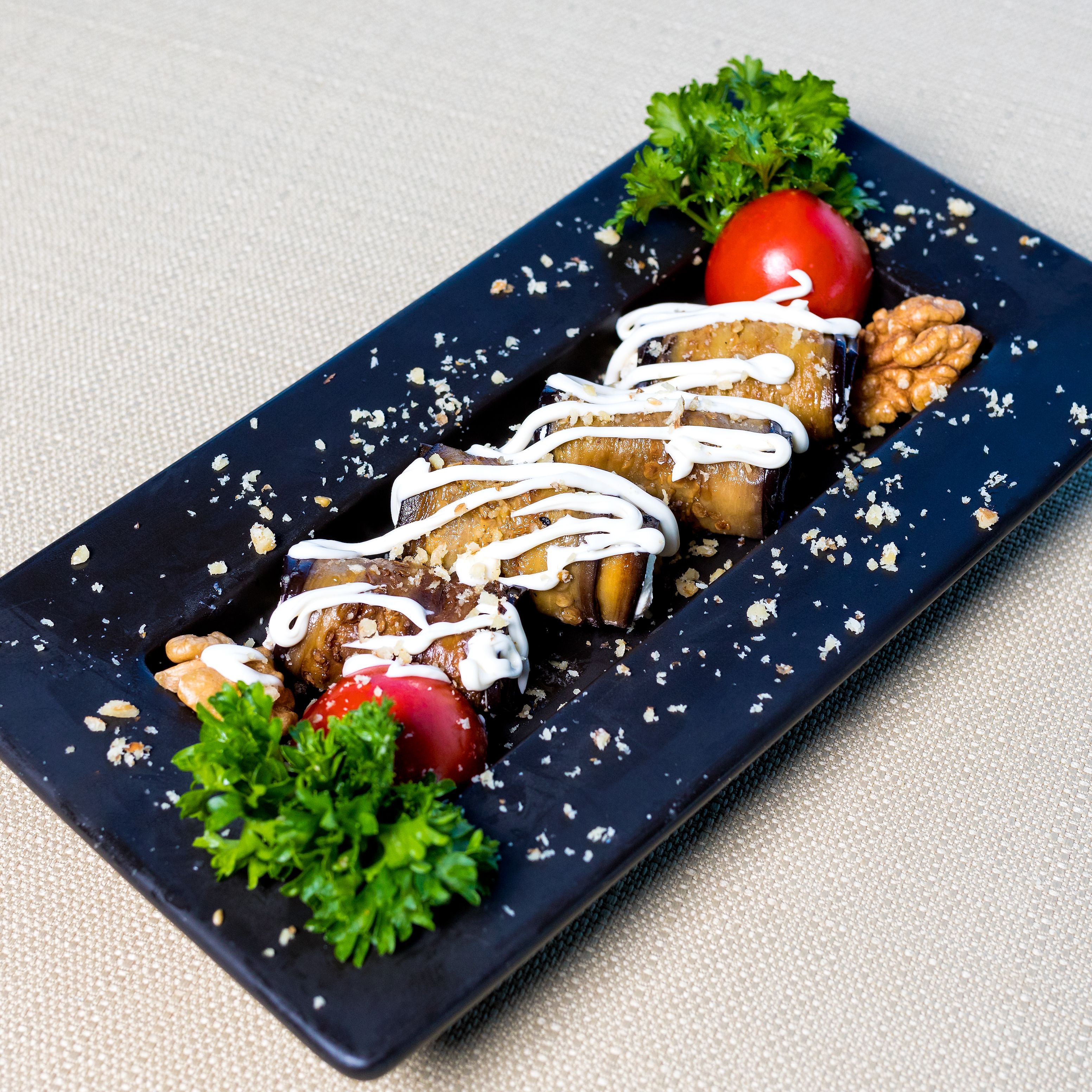 Elegant vegetable dish with garnish