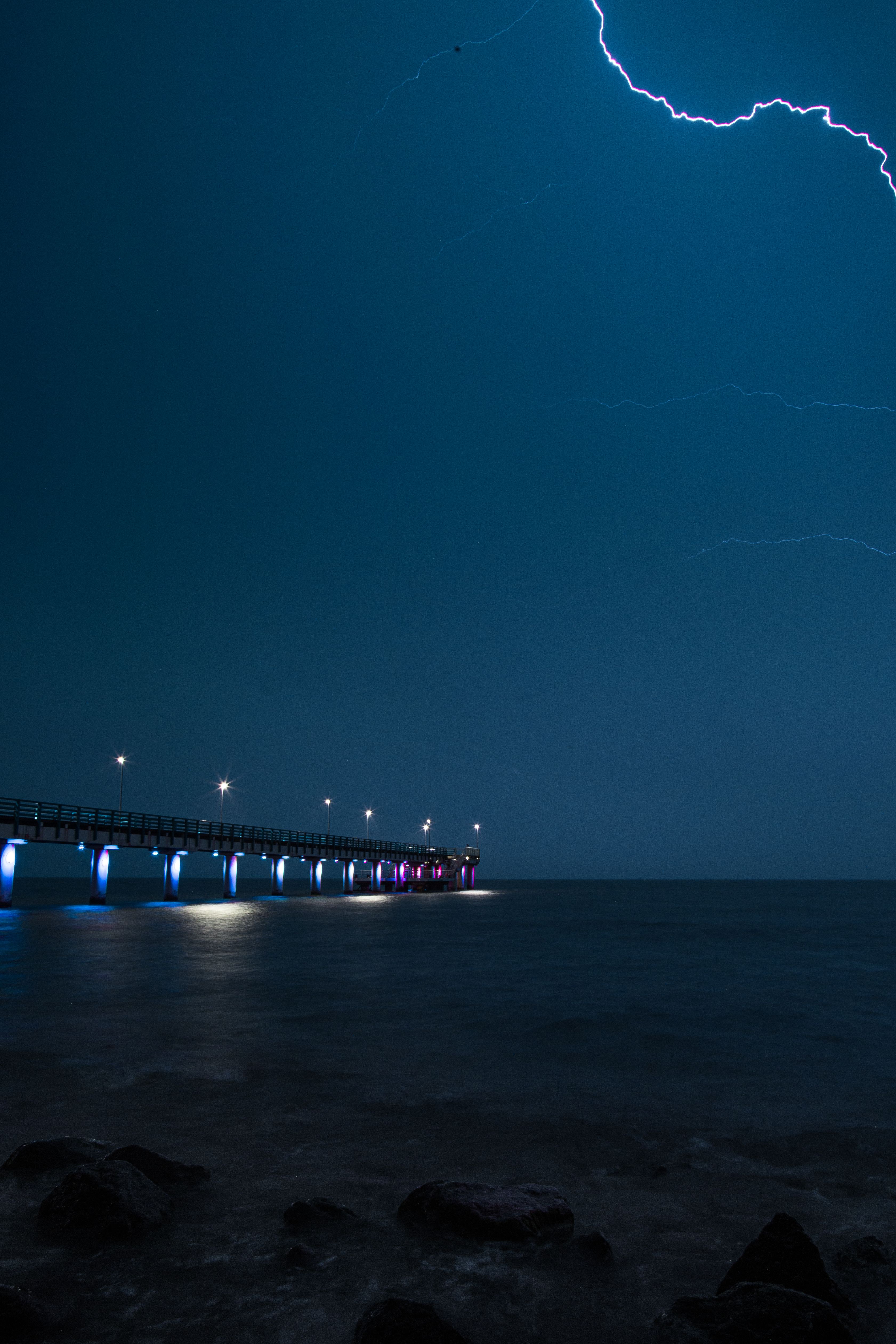 A Lightning Bolt in the Night Sky · Free Stock Photo