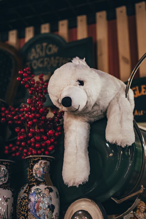 Teddy Bear and Ornamental Traditional Vases 