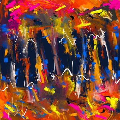 Blue Red and Yellow Abstract Painting