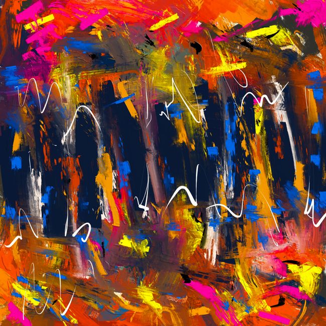 Fotomural Arte abstracta colorida con pinceladas dinámicas y tonos vibrantes.