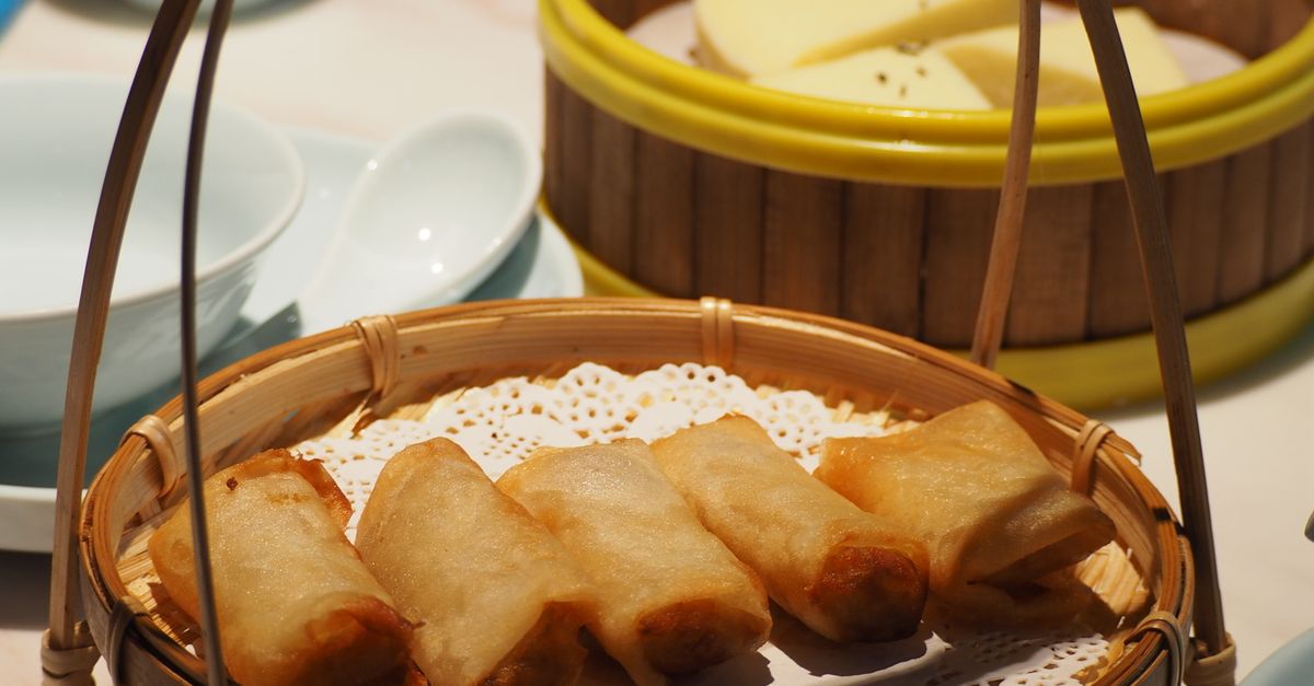 Spring Rolls on Round Wooden Tray with Stand · Free Stock Photo