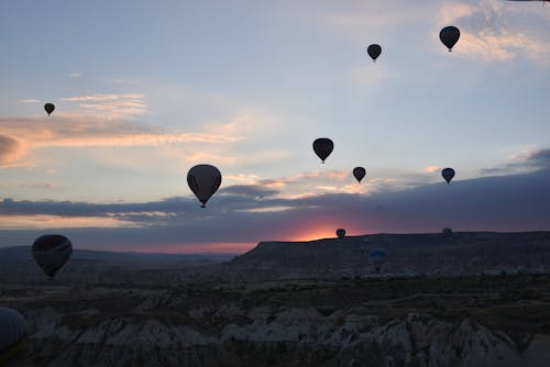 Foto stok gratis balon udara, matahari terbit