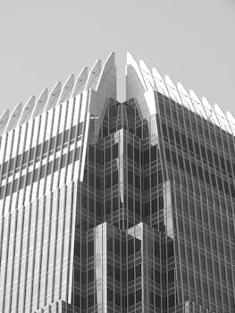 A striking high-rise with geometric patterns and a modern architectural design.