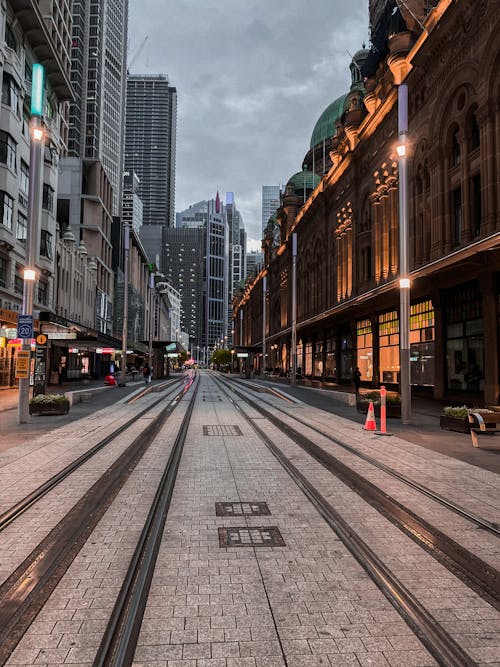 Tramway in Between Buildings