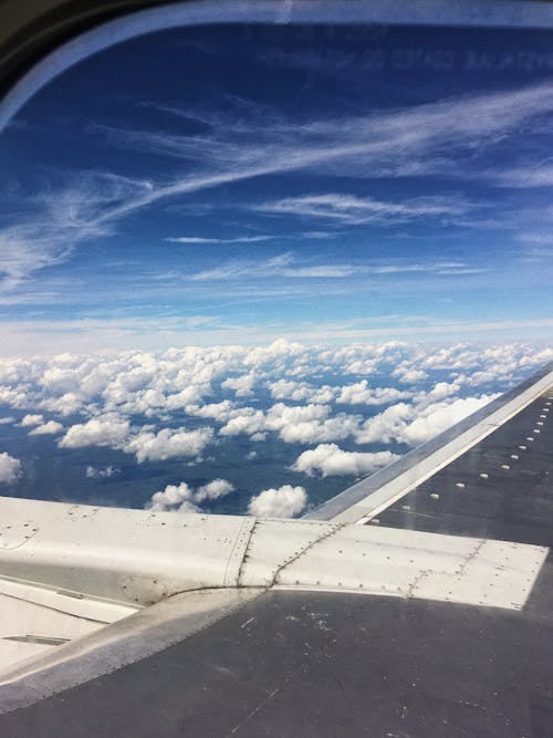 Free View of an Airplane Window Stock Photo