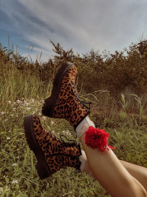 Безкоштовне стокове фото на тему «білі шкарпетки, вертикальні постріл, леопардовий друк»