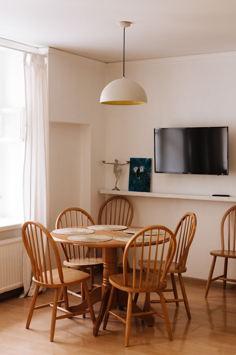 Dining area with modern furniture
