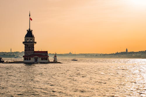 Immagine gratuita di acqua, bosphorus, cielo arancione