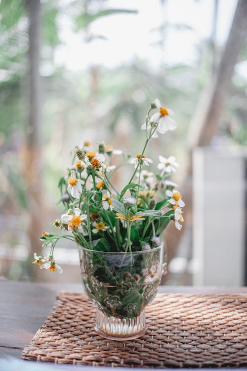 Gratis stockfoto met bloemen, container, drinkglas