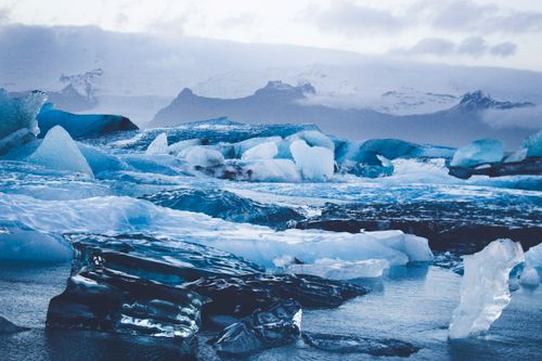 Free Stunning view of icebergs in Jökulsárlón Glacier Lagoon, Iceland's winter wonderland. Stock Photo