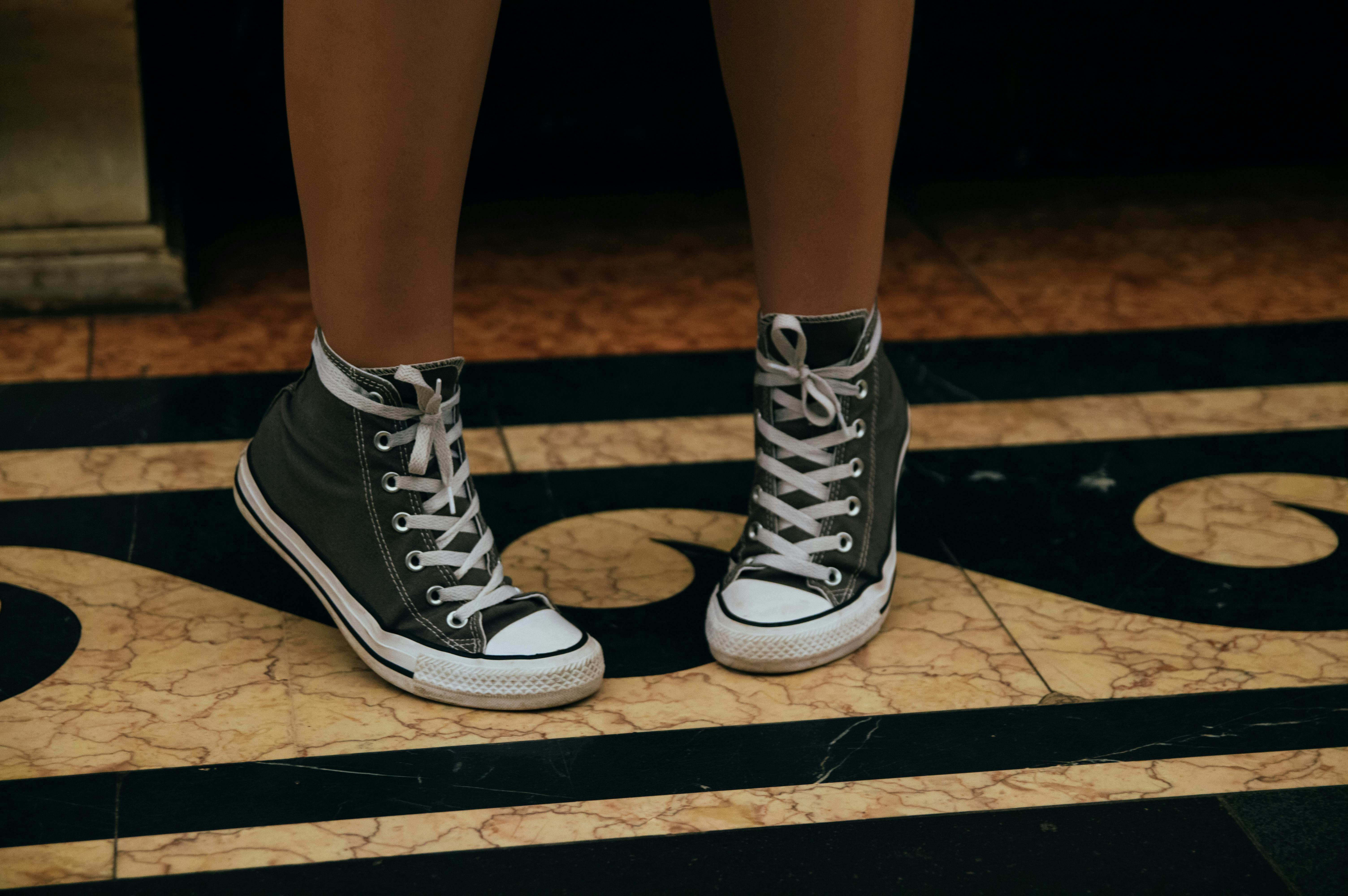 Person in Brown Pants Wearing White Converse All Star High Top Sneakers ·  Free Stock Photo