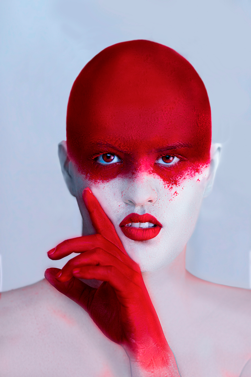 Face Model Red Woman With Red Face Paint · Free Stock Photo