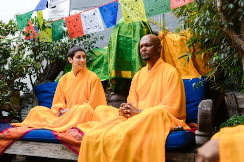 Free Men Practicing Buddhism Stock Photo