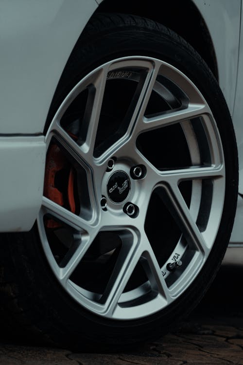 Close-Up Shot of a Wheel of a Car