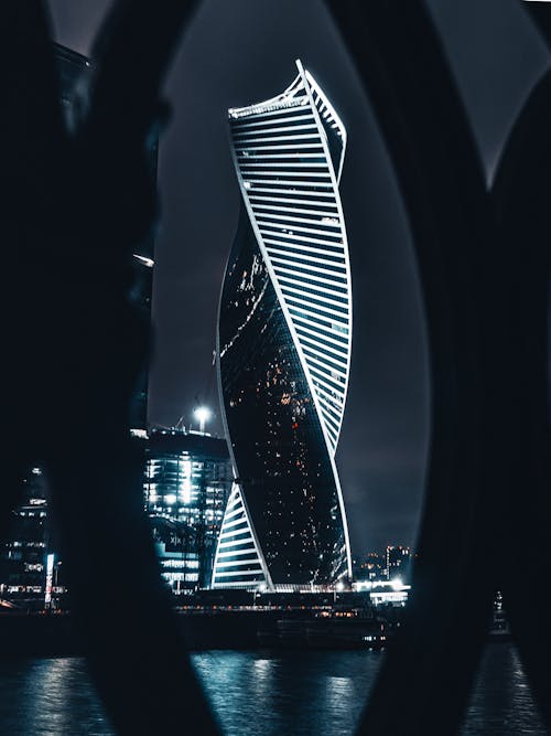 A Futuristic Building at Night