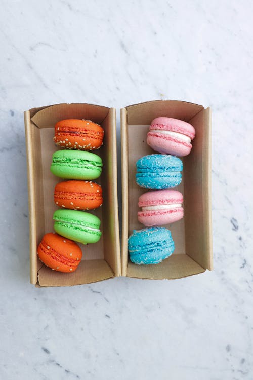 Free Macarons in Boxes Stock Photo