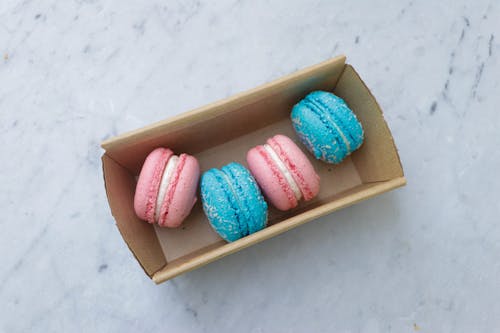 Free Macaroons in a Box Stock Photo