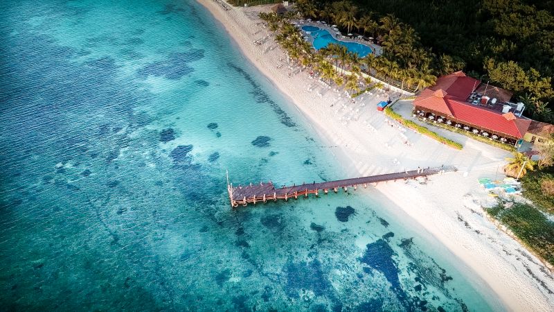Aerial view of Cozumel coastline near the airport