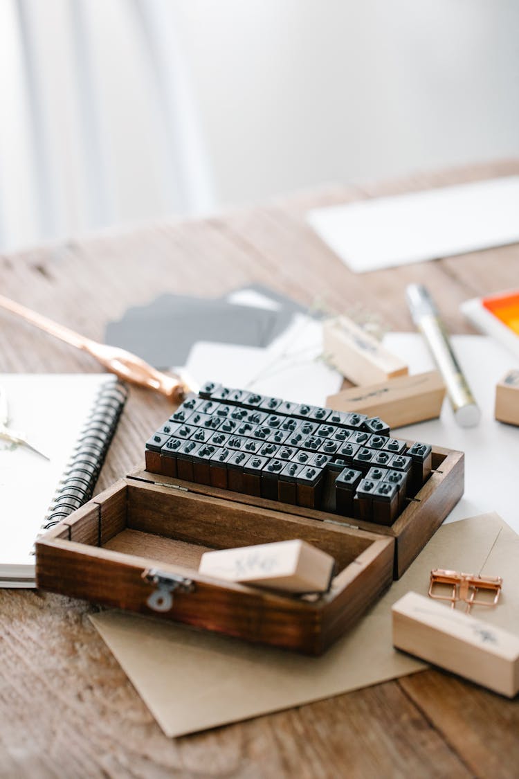 A Letterpress Marker In Wooden Box