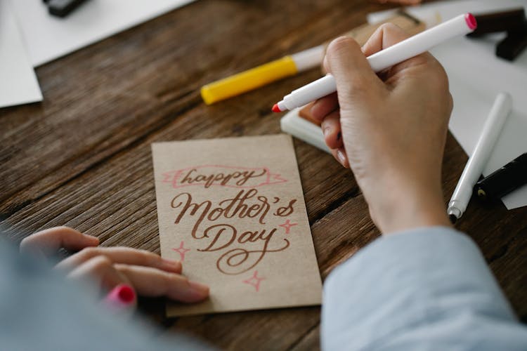 Close-up Of Making A Mother's Day Card