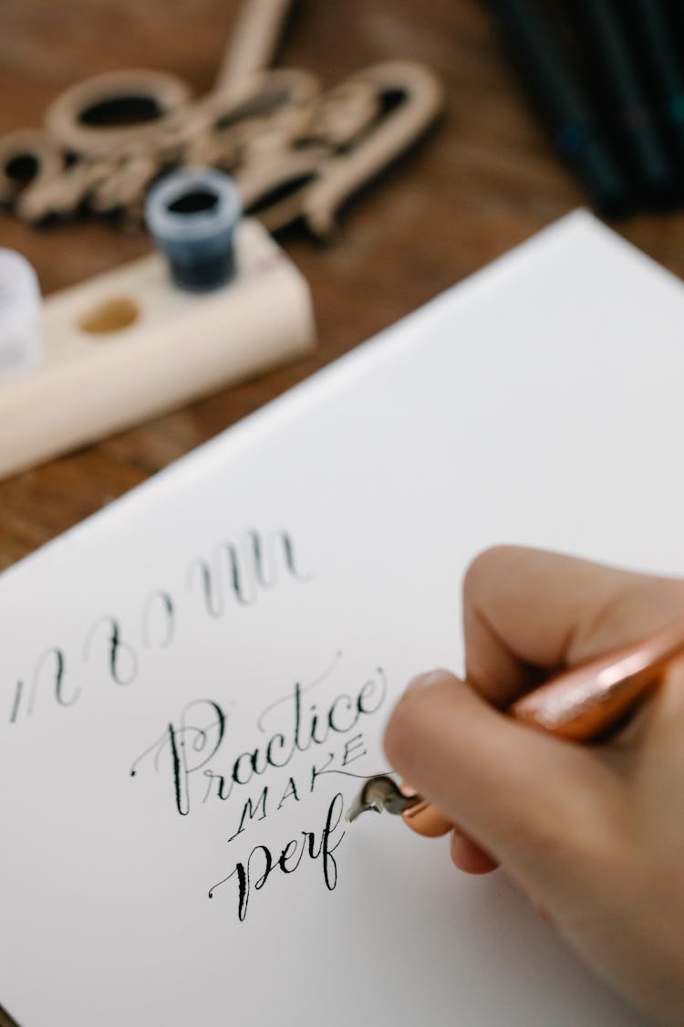 Woman Writing Practice Makes Perfect 