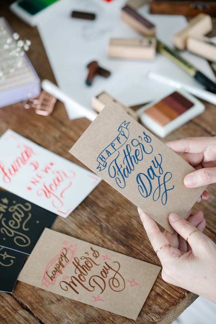 Holding A Father's Day Card