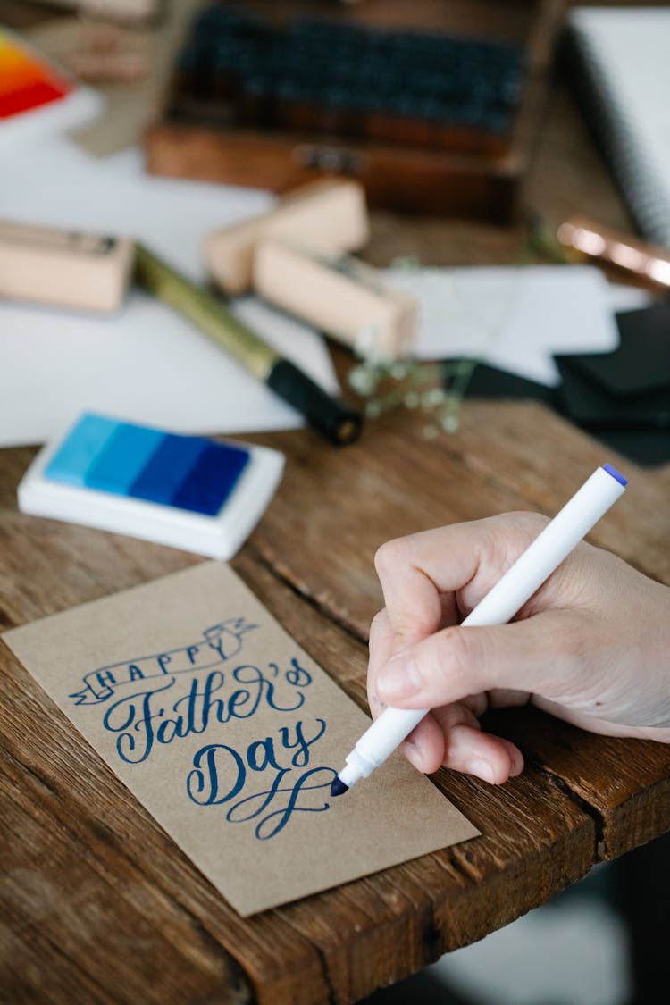 Close-up Of Making A Father's Day Card