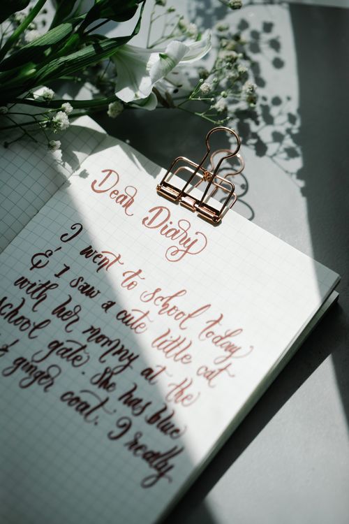 Handwritten Composition in a Diary · Free Stock Photo