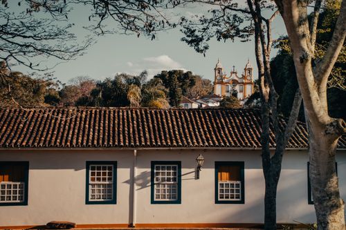 Free Charming colonial architecture with church view in Tiradentes, Brazil captured outdoors during daytime. Stock Photo