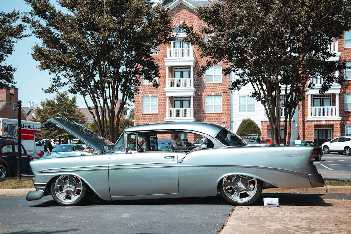 Old School Car Parked on a Parking Lot