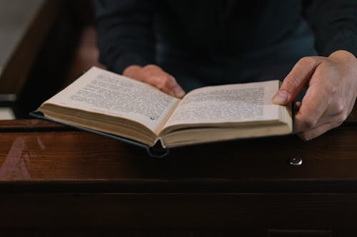 Free A Person Holding a Bible Stock Photo