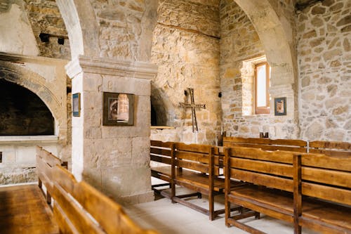Interior of Medieval Stone Church Photo