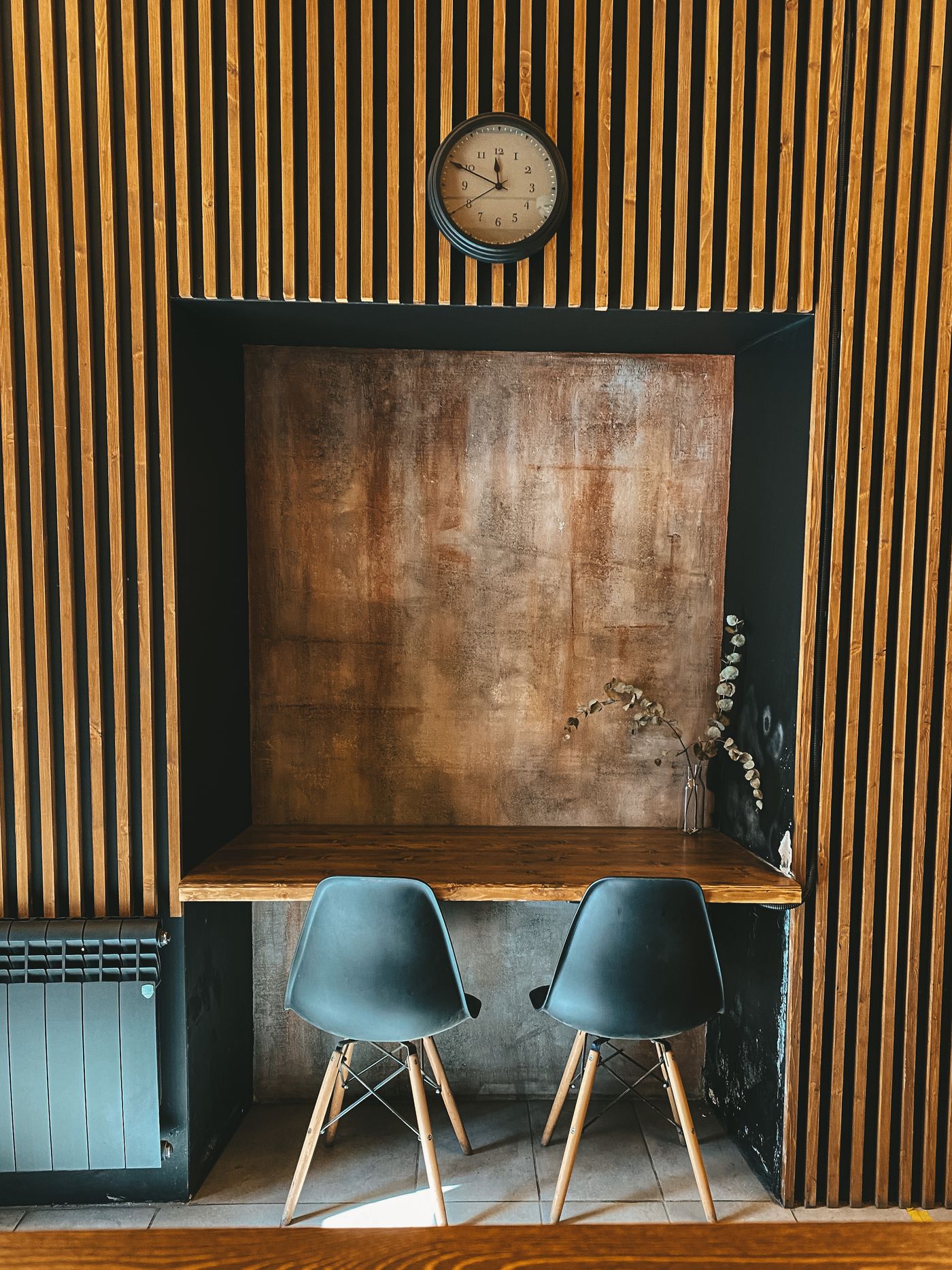 The timber reception wall, Studio North